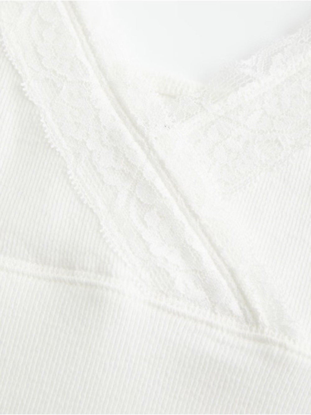 Hollister Wrap Lace Trim Ribbed Layering Cami - Cloud White - Picture 6 of 6